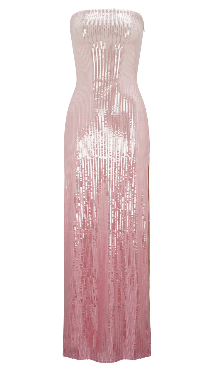 Noemié Ombre Pink Sequin Maxi Dress