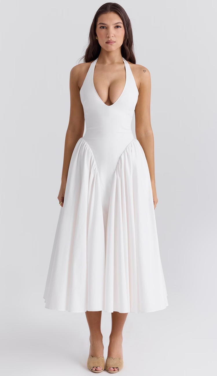 Nolya White Midi Dress
