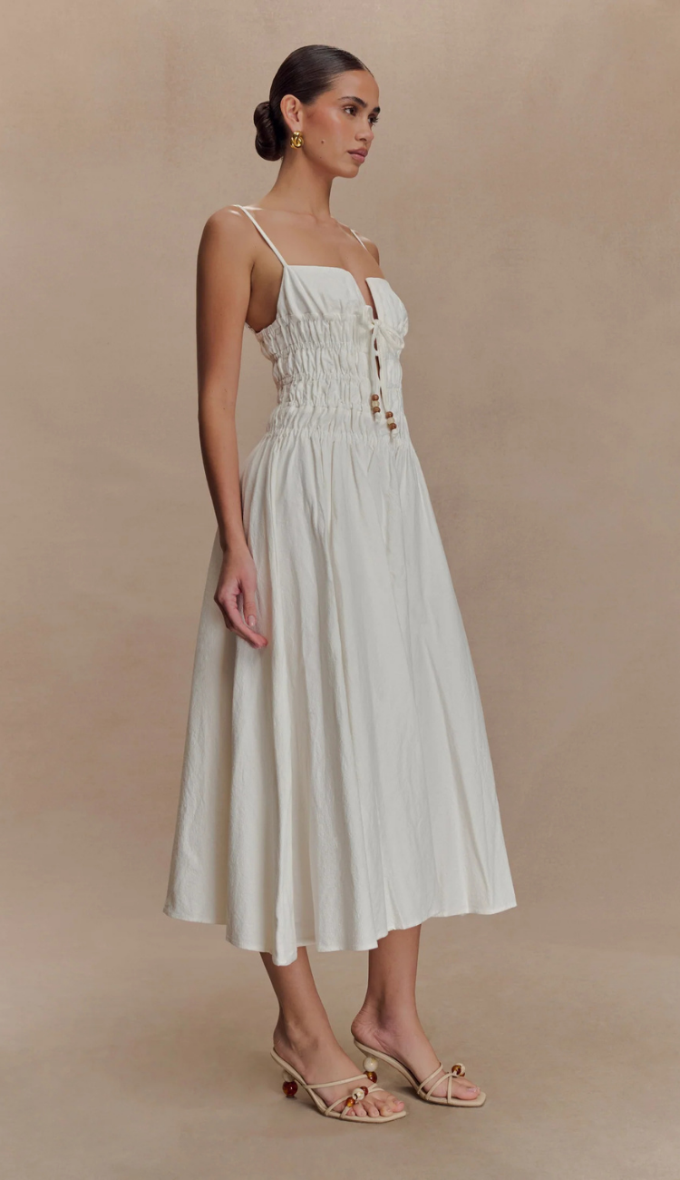 Noorai White Midi Dress