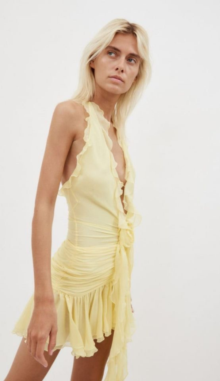 Vestido corto transparente amarillo Monse
