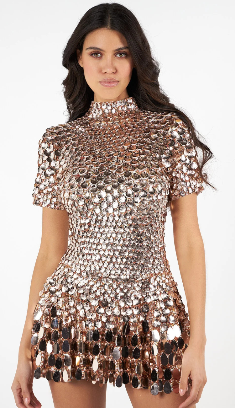 Nova Sequin Copper Mini Dress