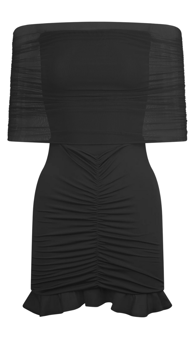 Cindy Black Mesh Mini Dress