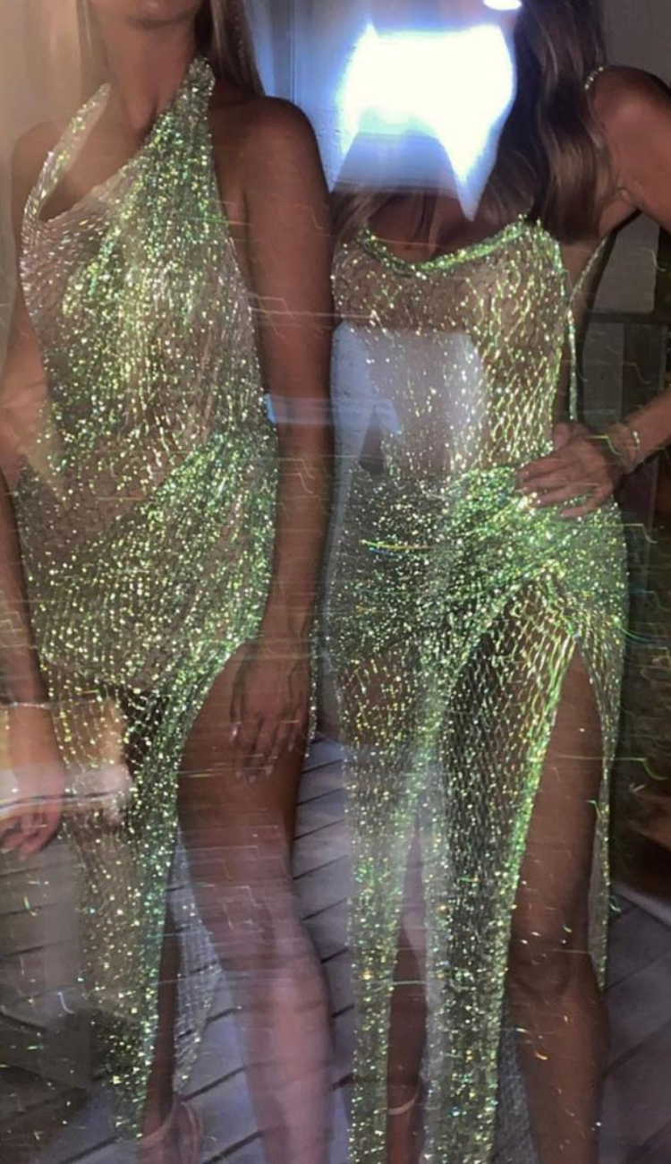 Sabrina Green Sheer Maxi Dress