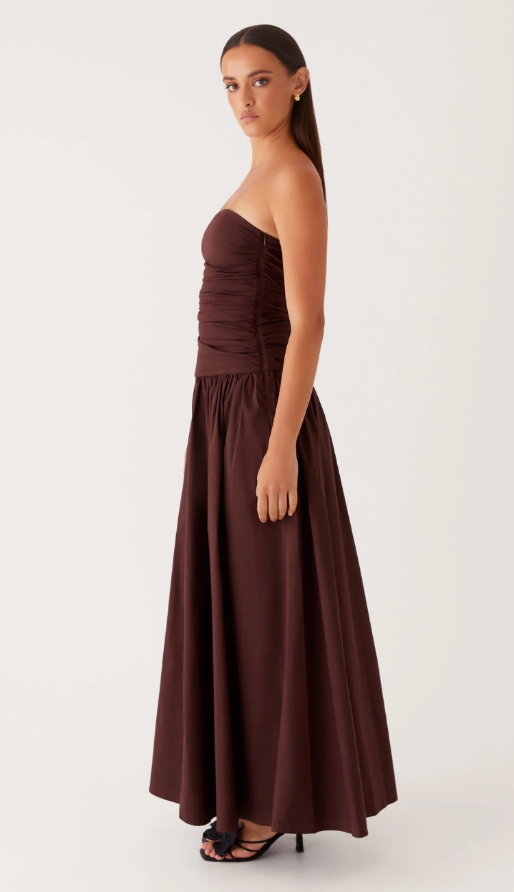 Adelina Brown Maxi Dress