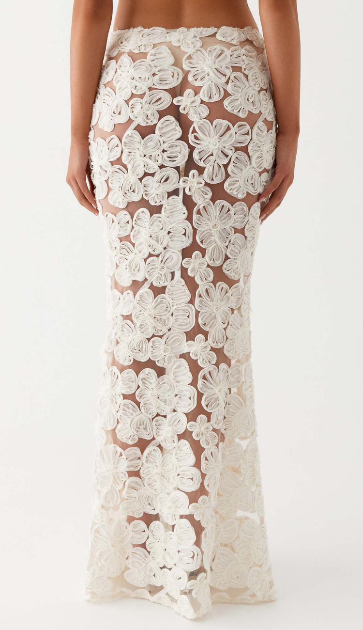 Viviana White Floral Skirt Set