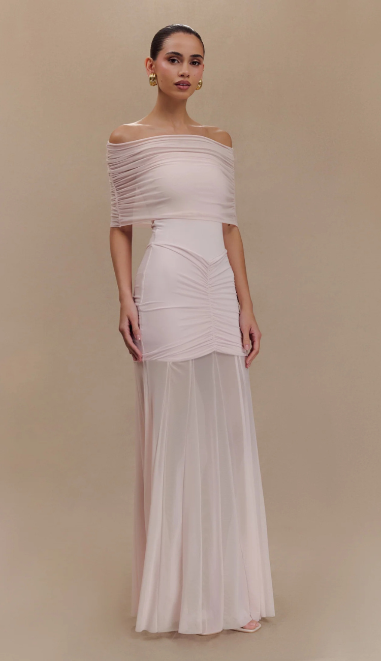 Cindy Pink Mesh Maxi Dress