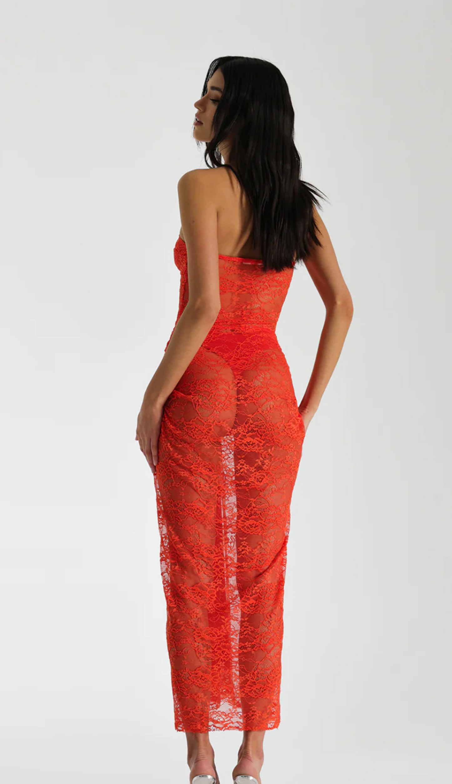 Franka Tangerine Lace Dress