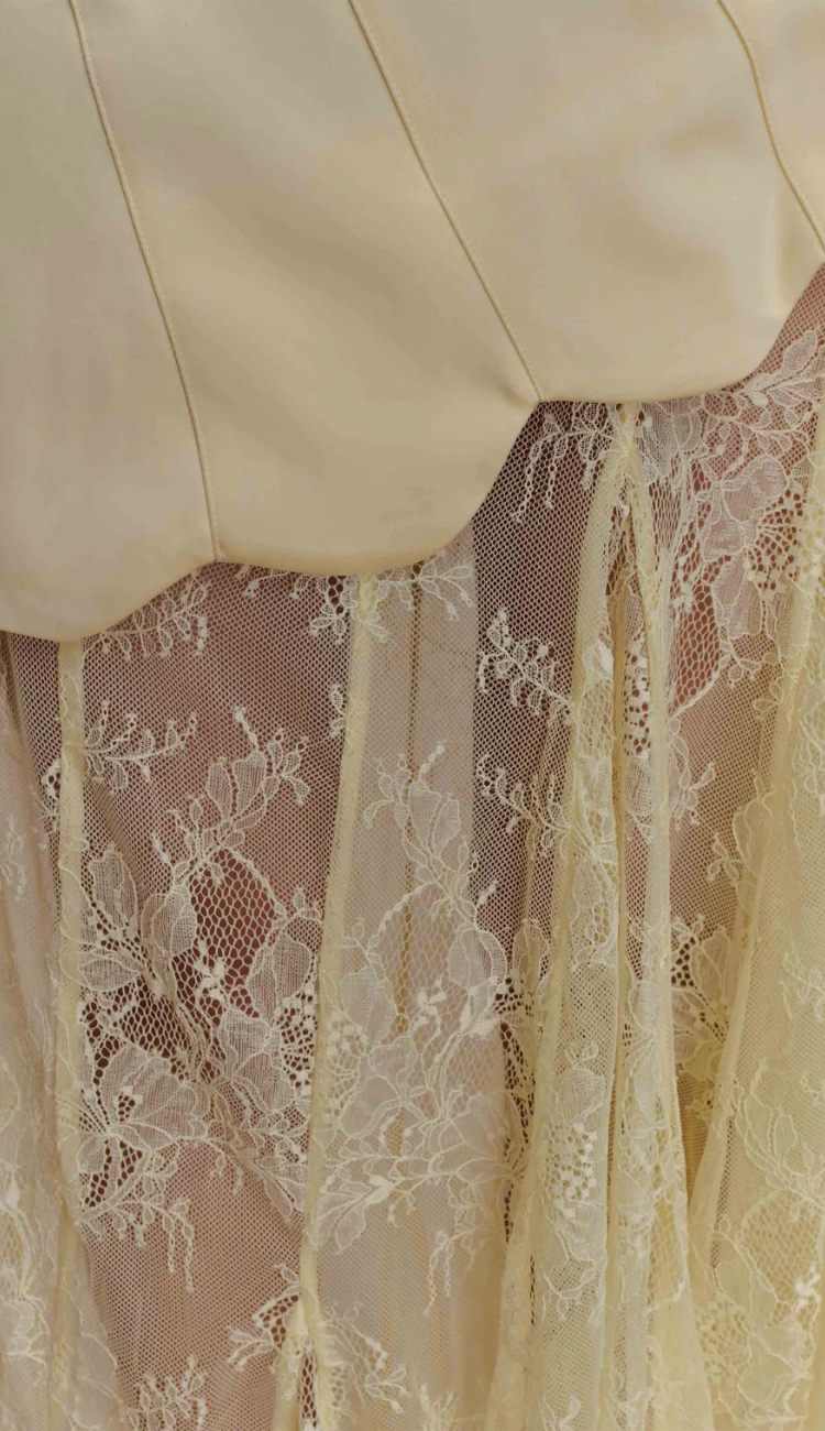 Simona Yellow Lace Maxi Dress