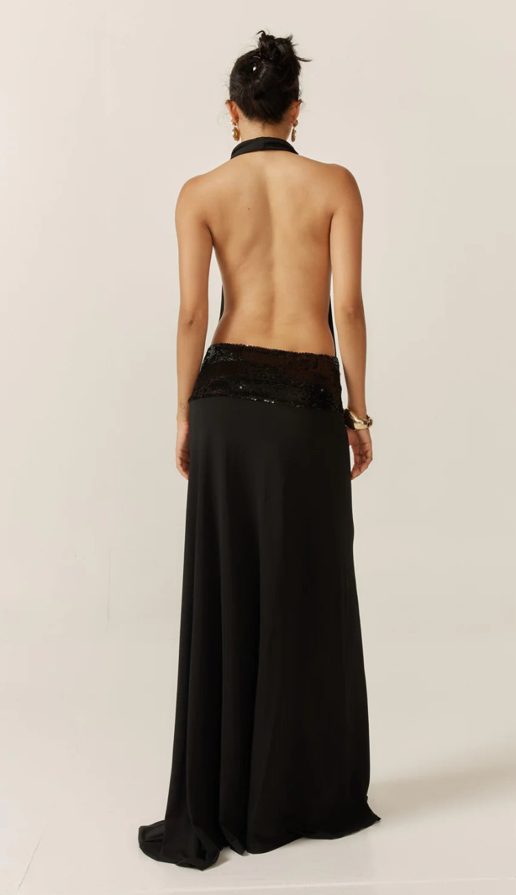 Vesna Backless Black Maxi Dress