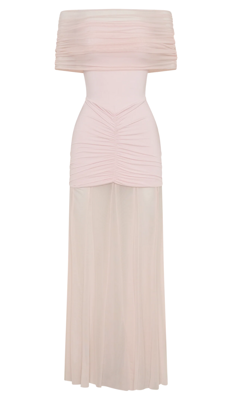 Cindy Pink Mesh Maxi Dress