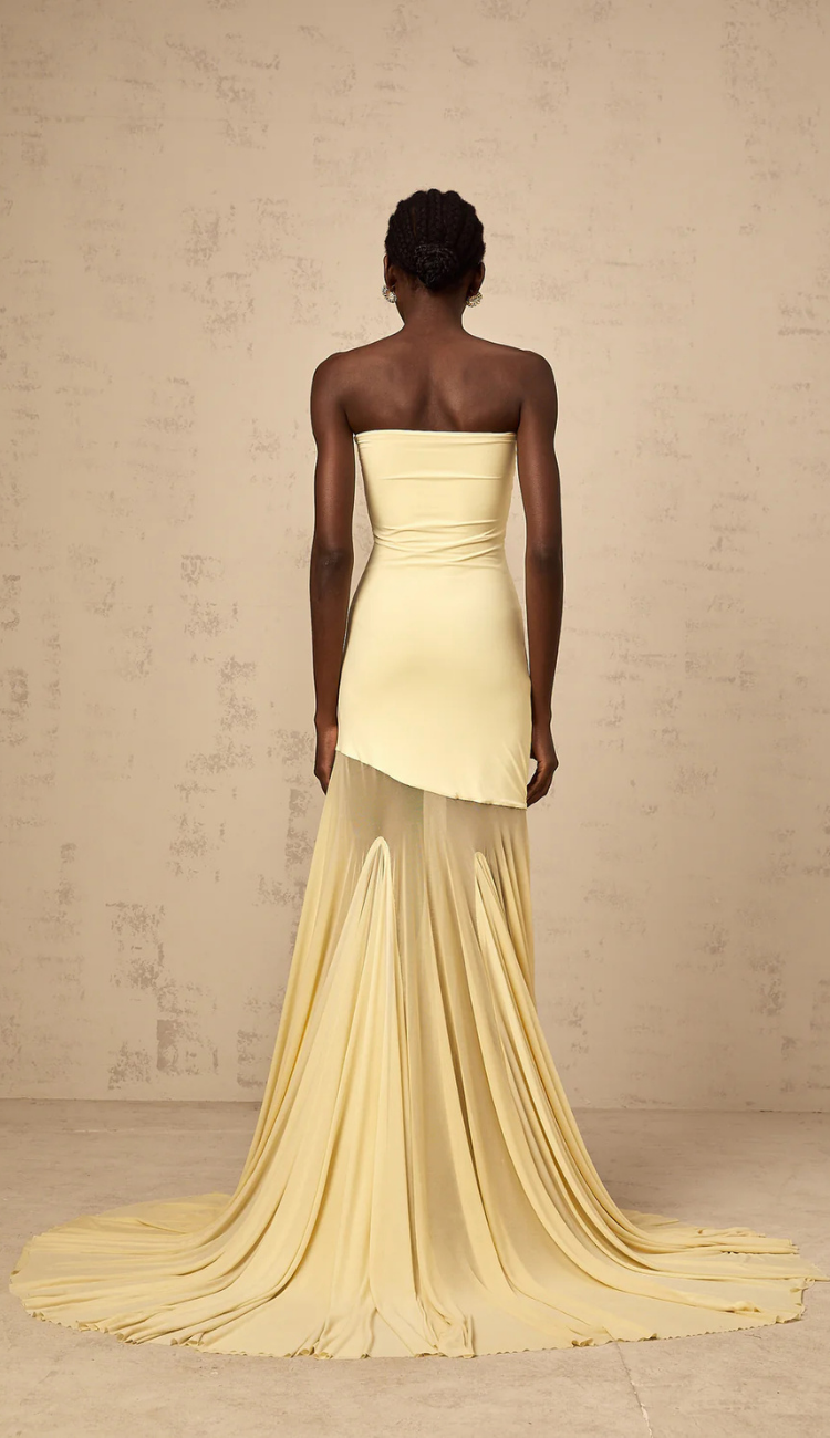 Tahlia Yellow Tulle Maxi Dress