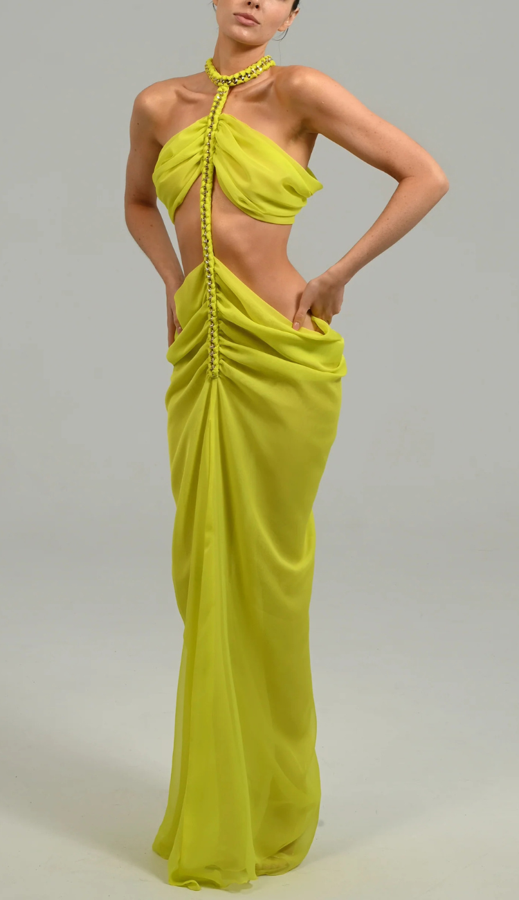 Shalom Lime Green Maxi Dress