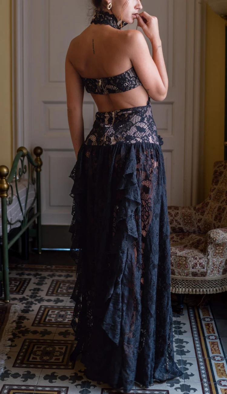 Padme Black Lace Maxi Dress