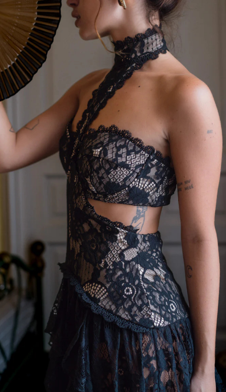 Padme Black Lace Maxi Dress
