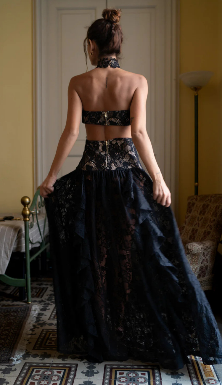 Padme Black Lace Maxi Dress