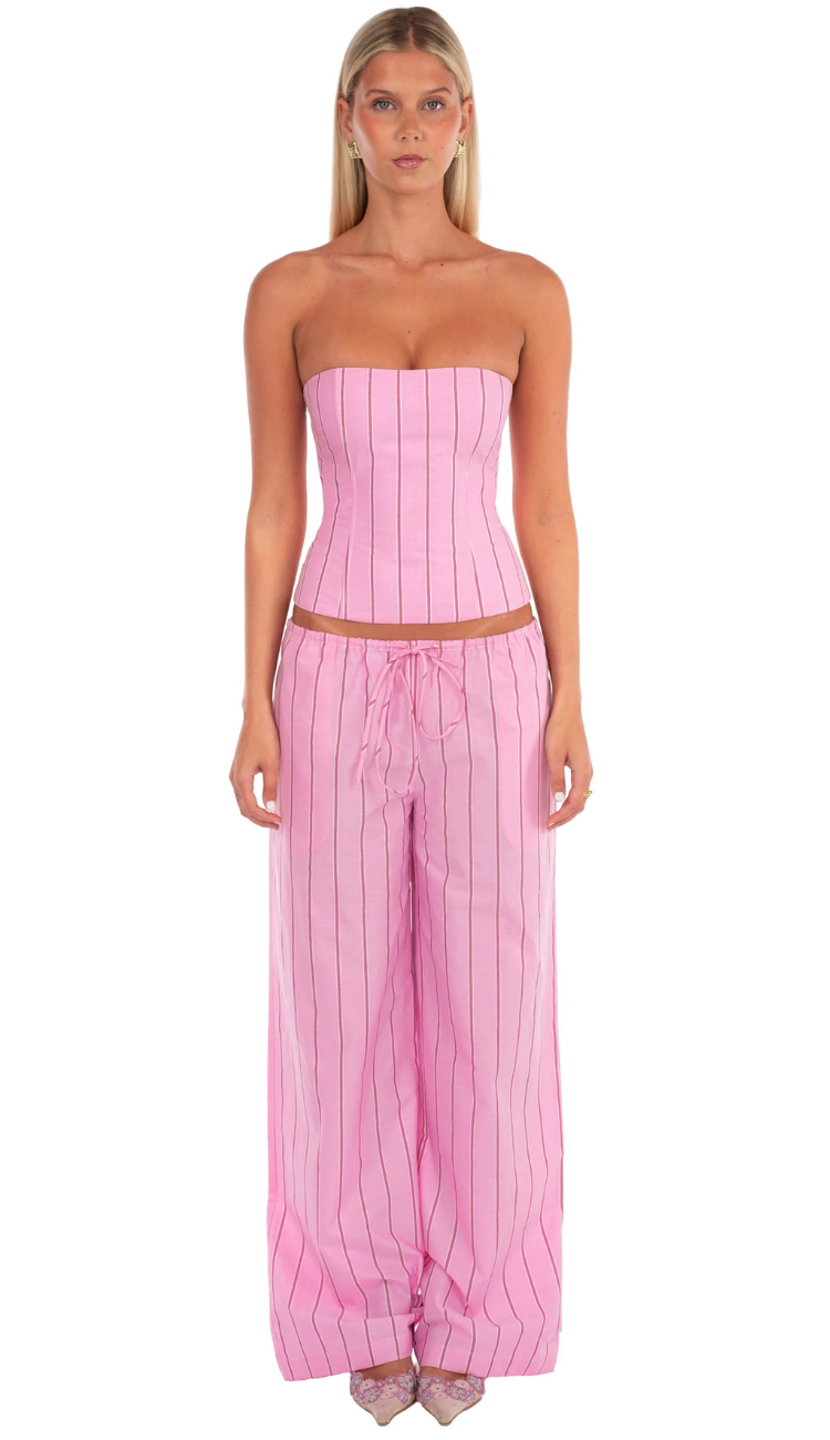 Tavina Pink Striped Pants Set