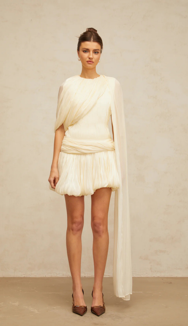 Livia Ivory Plisse Mini Dress