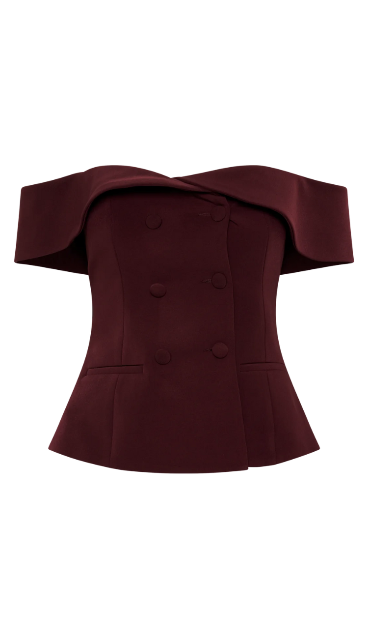 Conjunto de traje rojo sin tirantes Eloise