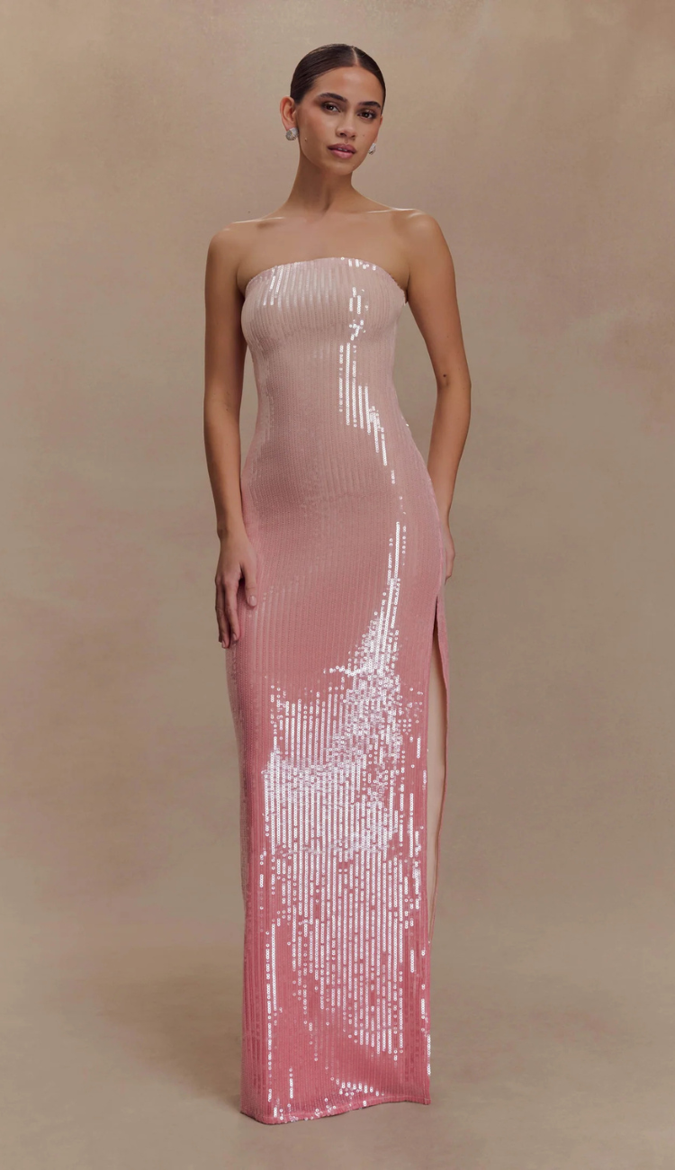 Noemié Ombre Pink Sequin Maxi Dress