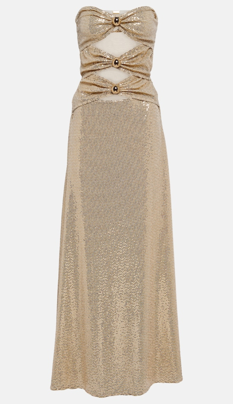 Priscilla Cutout Gold Maxi Dress