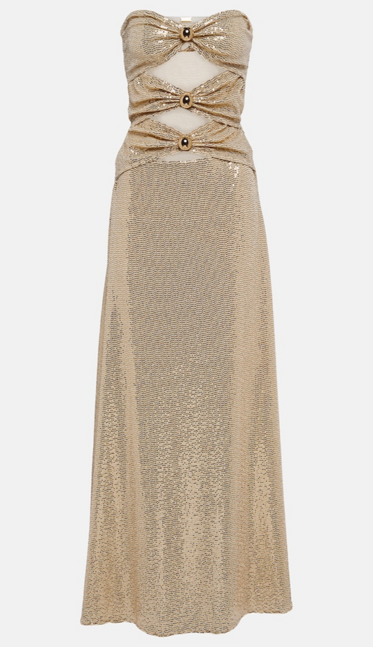 Priscilla Cutout Gold Maxi Dress