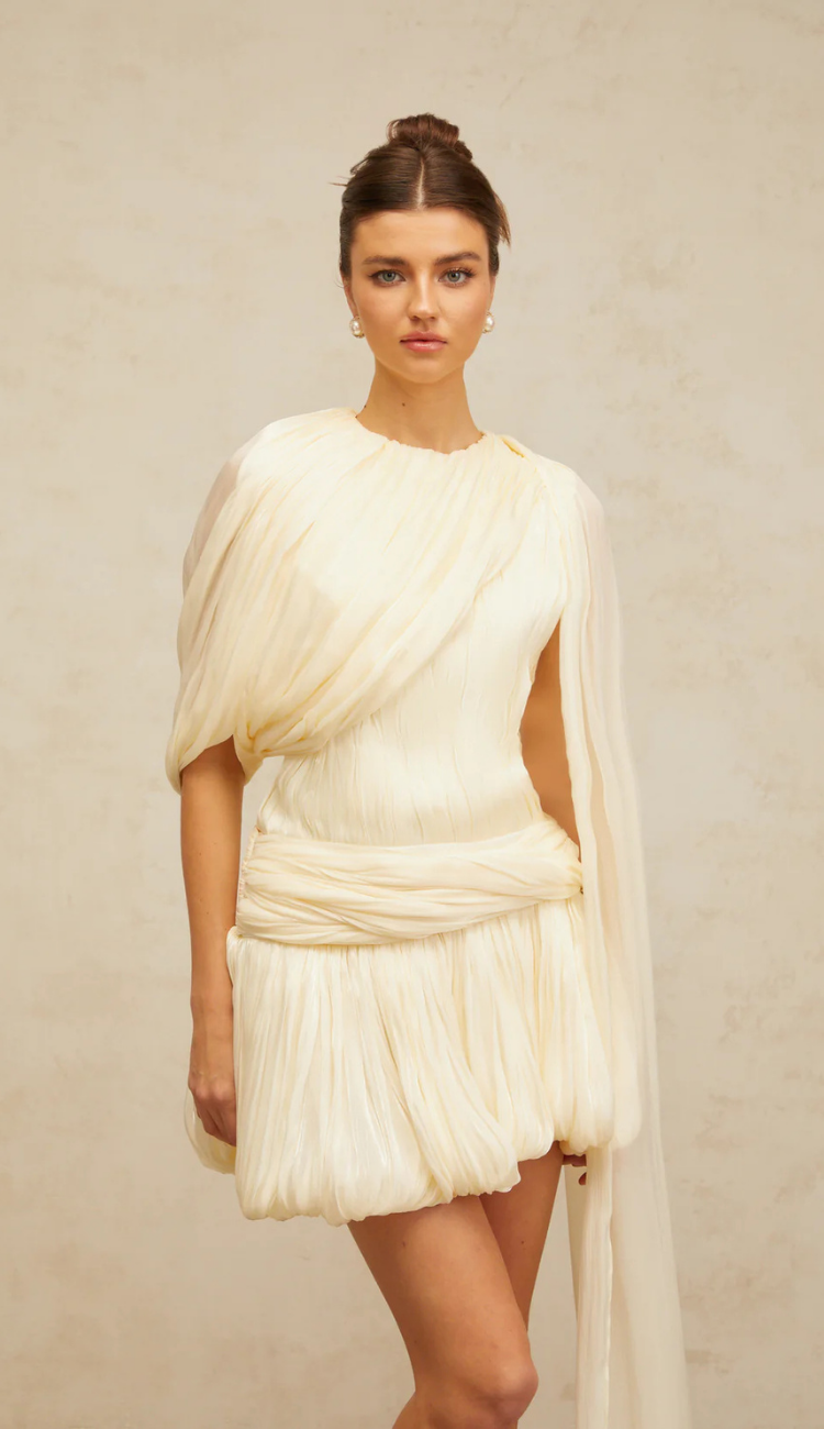 Livia Ivory Plisse Mini Dress