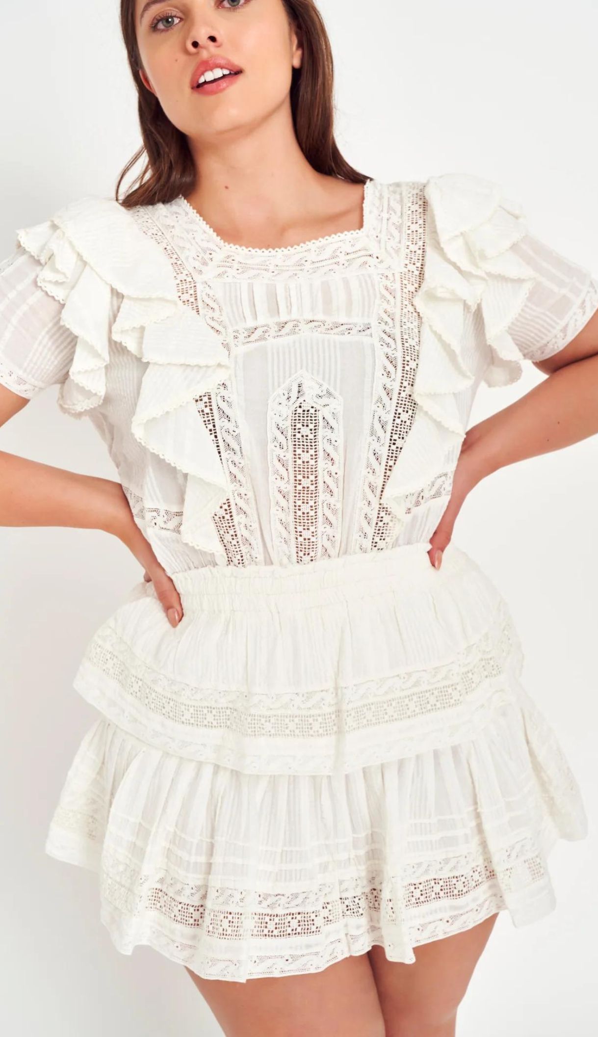 Minivestido blanco de encaje Daphne