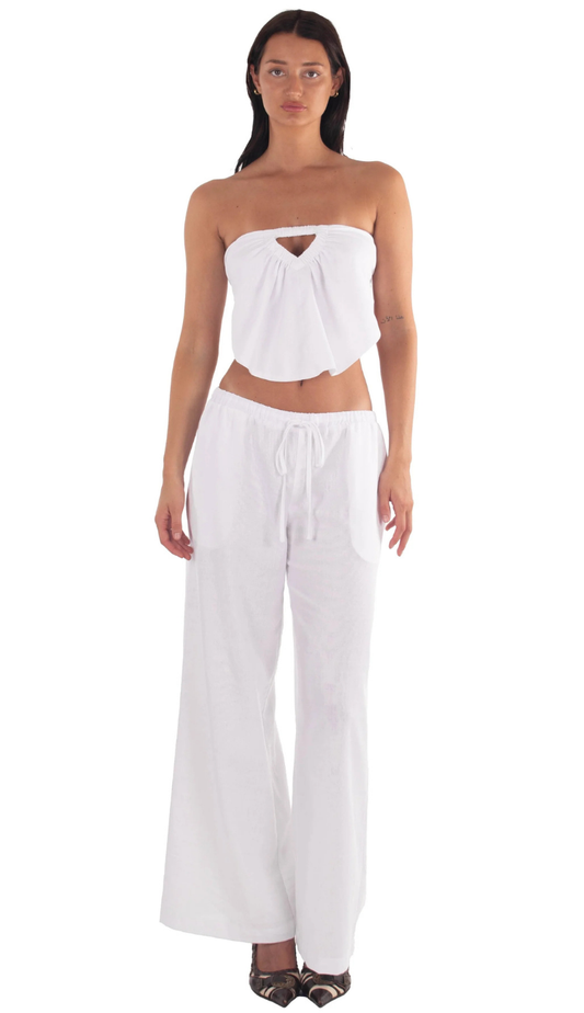 Freda White Pants Set