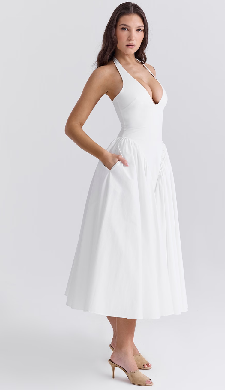 Nolya White Midi Dress