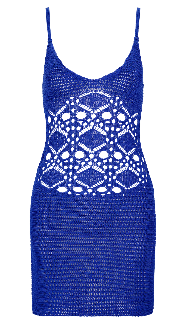 Suki Crochet Blue Mini Dress