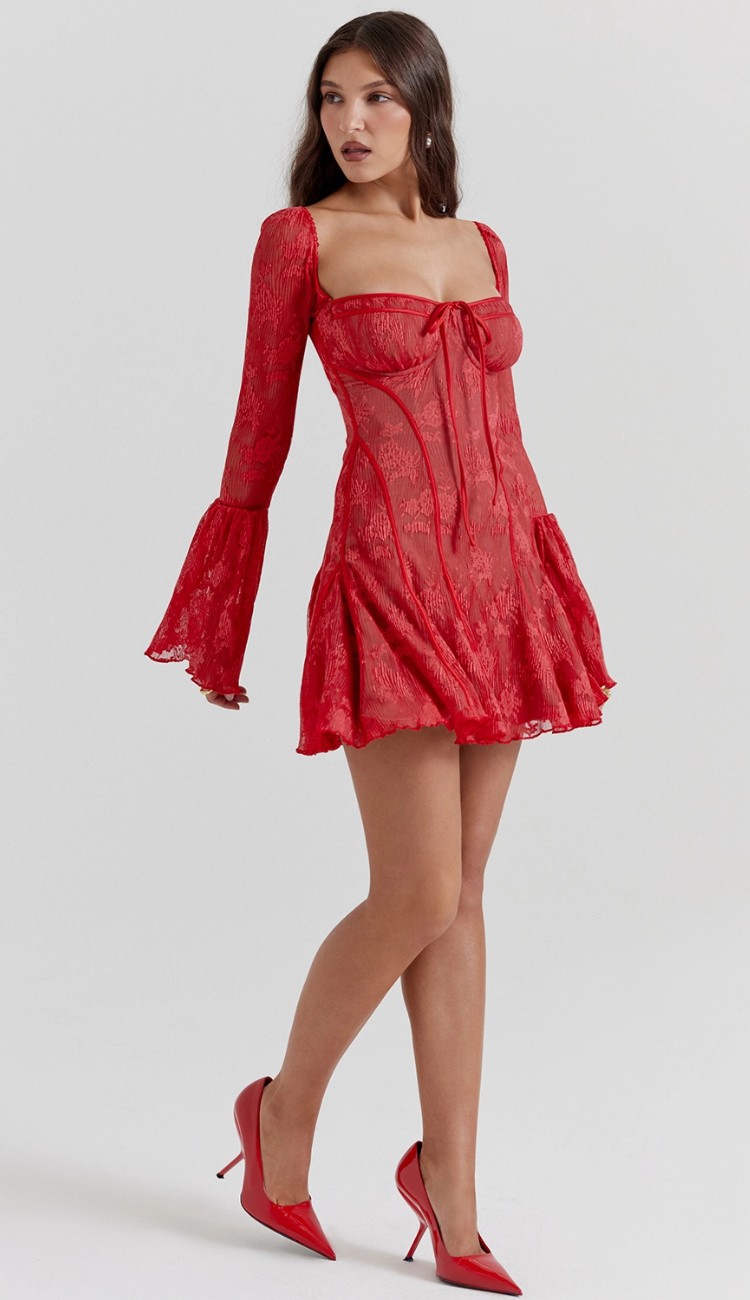 Madison Lace Red Mini Dress