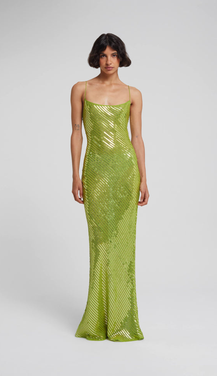 Noanne Green Sequin Maxi Dress