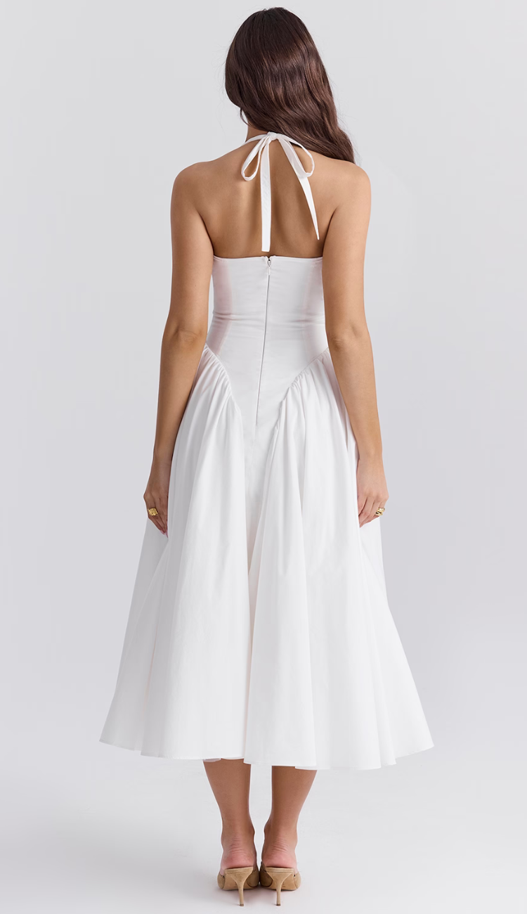 Nolya White Midi Dress