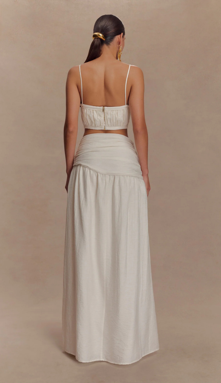 Nahara Linen White Skirt Set