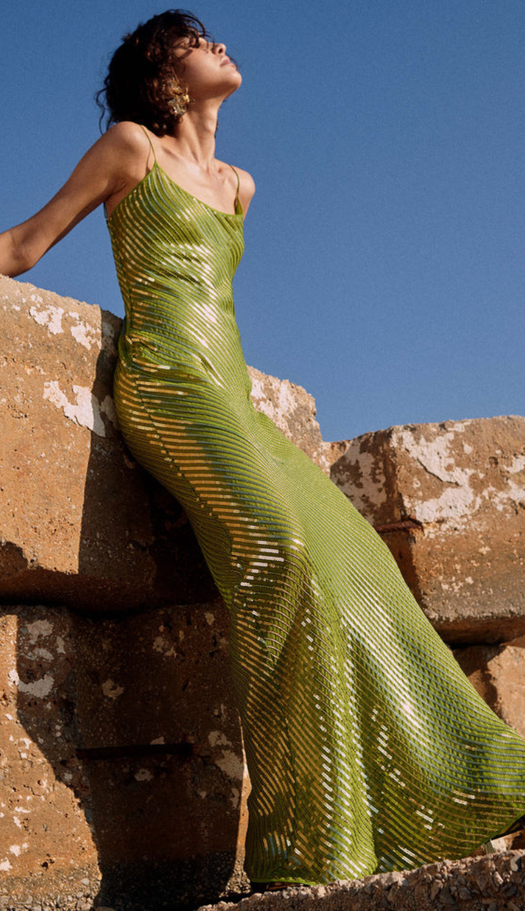 Noanne Green Sequin Maxi Dress