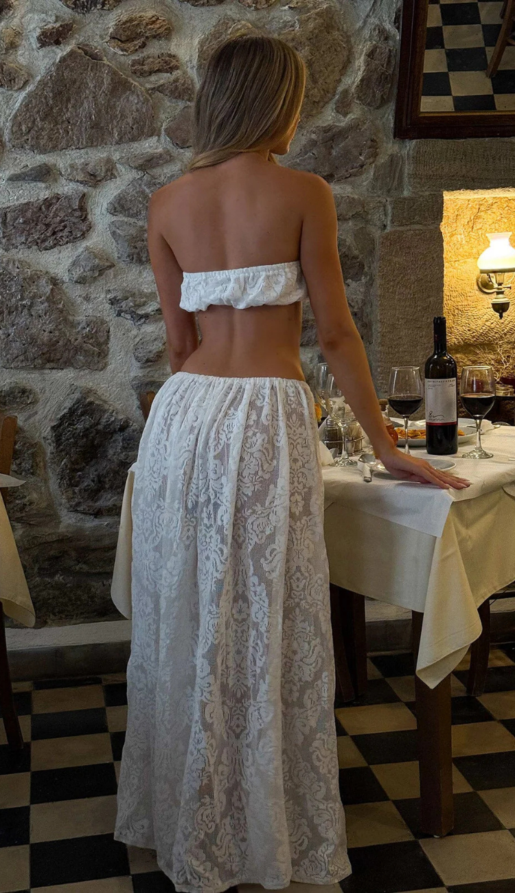 Sancia White Maxi Skirt Set