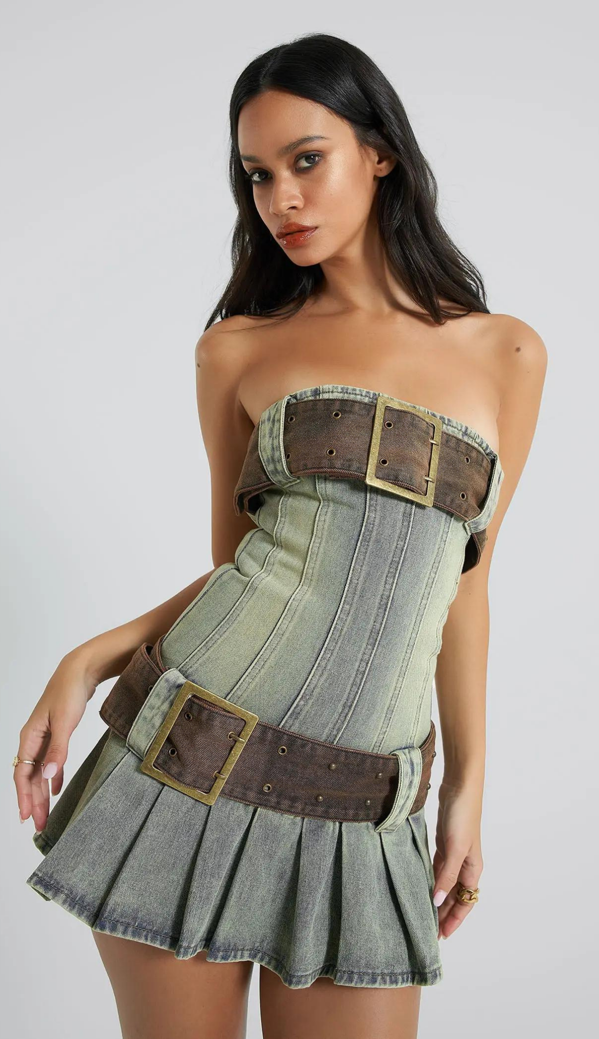 Brooke Denim Belt Mini Dress