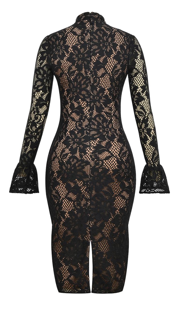 Calista Black Lace Midi Dress