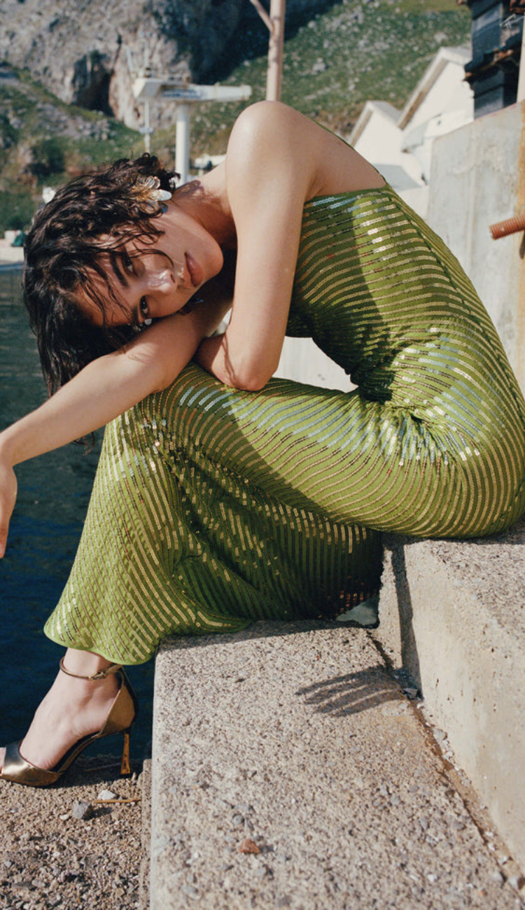 Noanne Green Sequin Maxi Dress