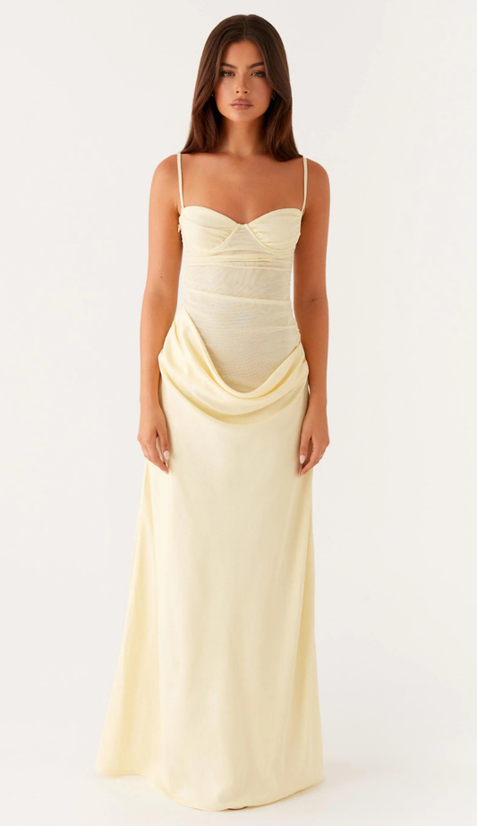 Azira Yellow Lace Maxi Dress