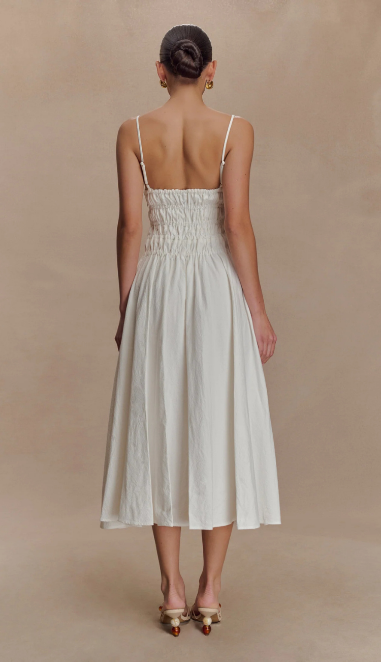 Noorai White Midi Dress