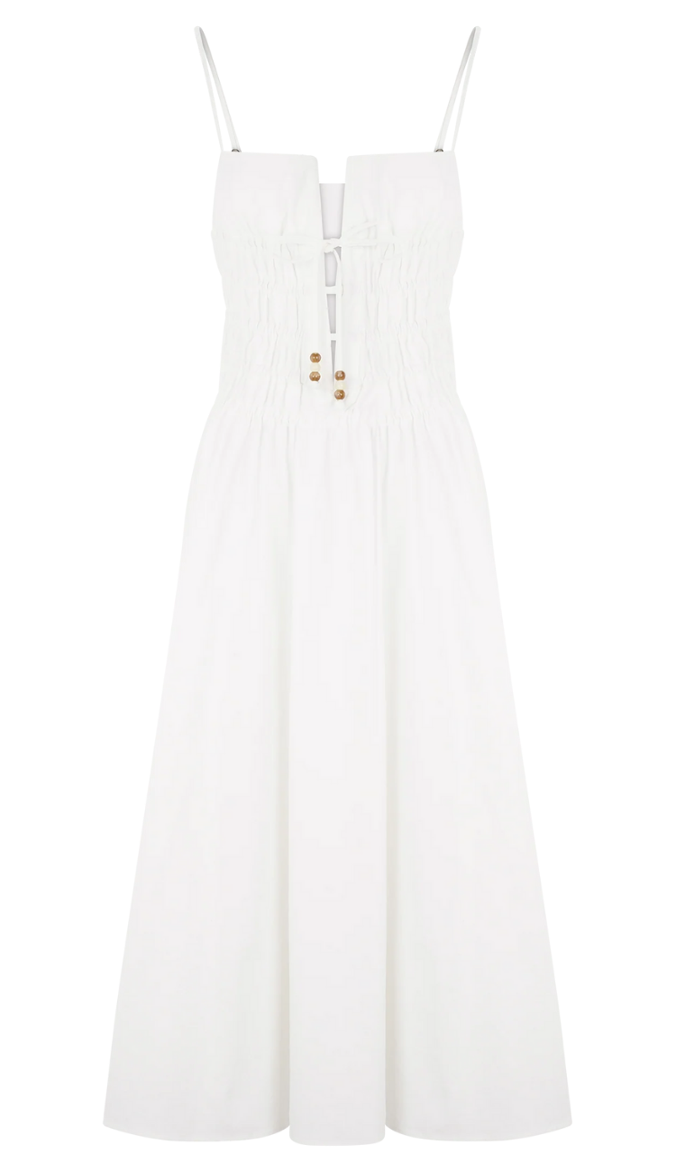 Noorai White Midi Dress