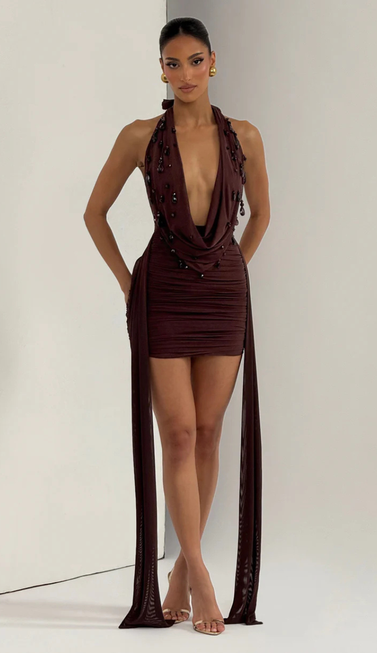 Shayla Brown Mini Dress