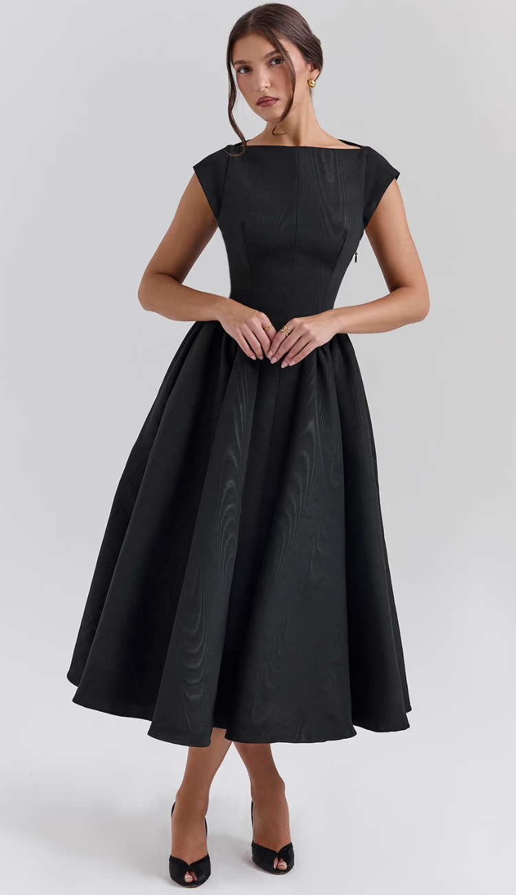 Lucienne Black Backless Midi Dress