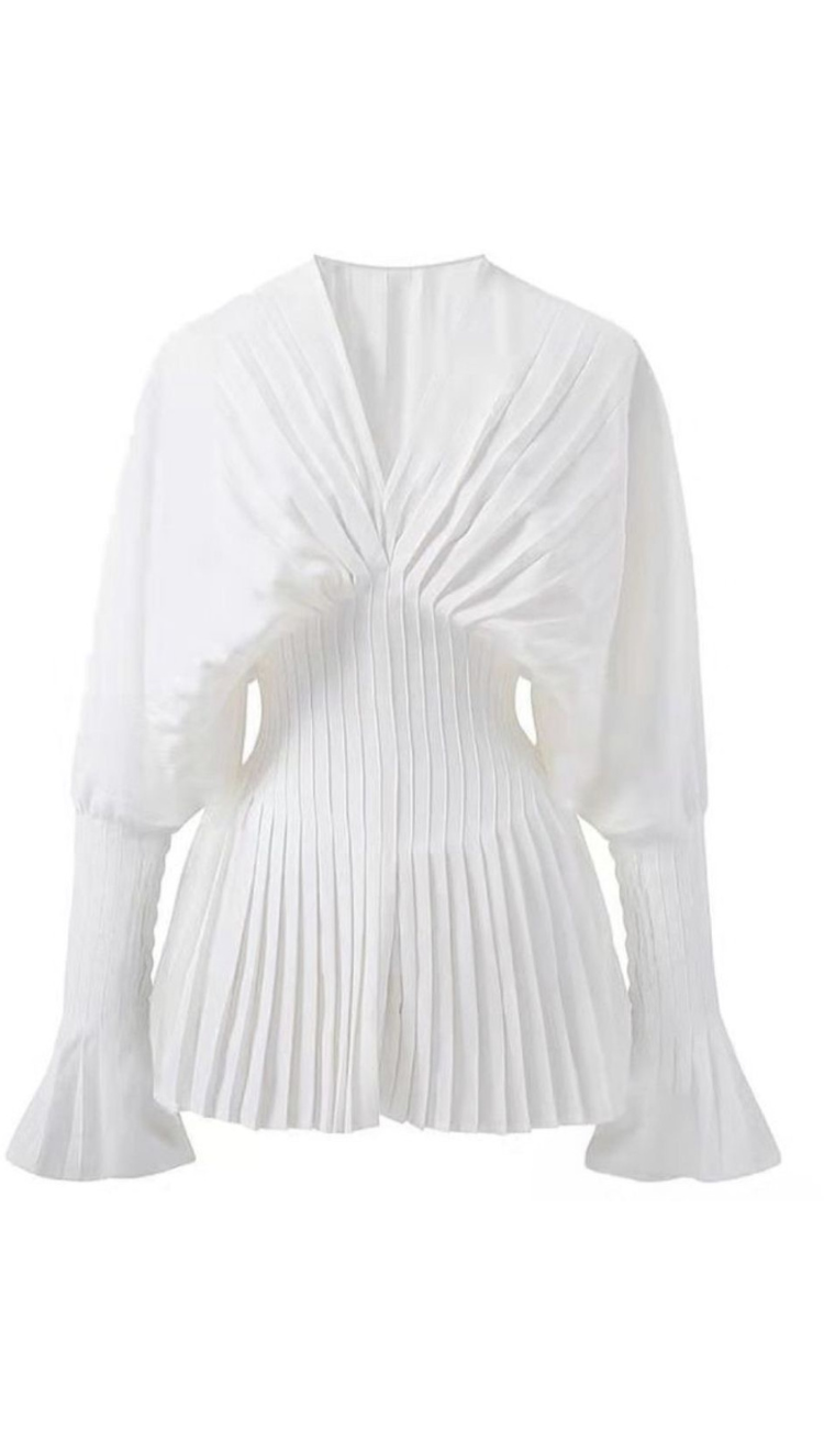 Zahira White Plissé Mini Dress