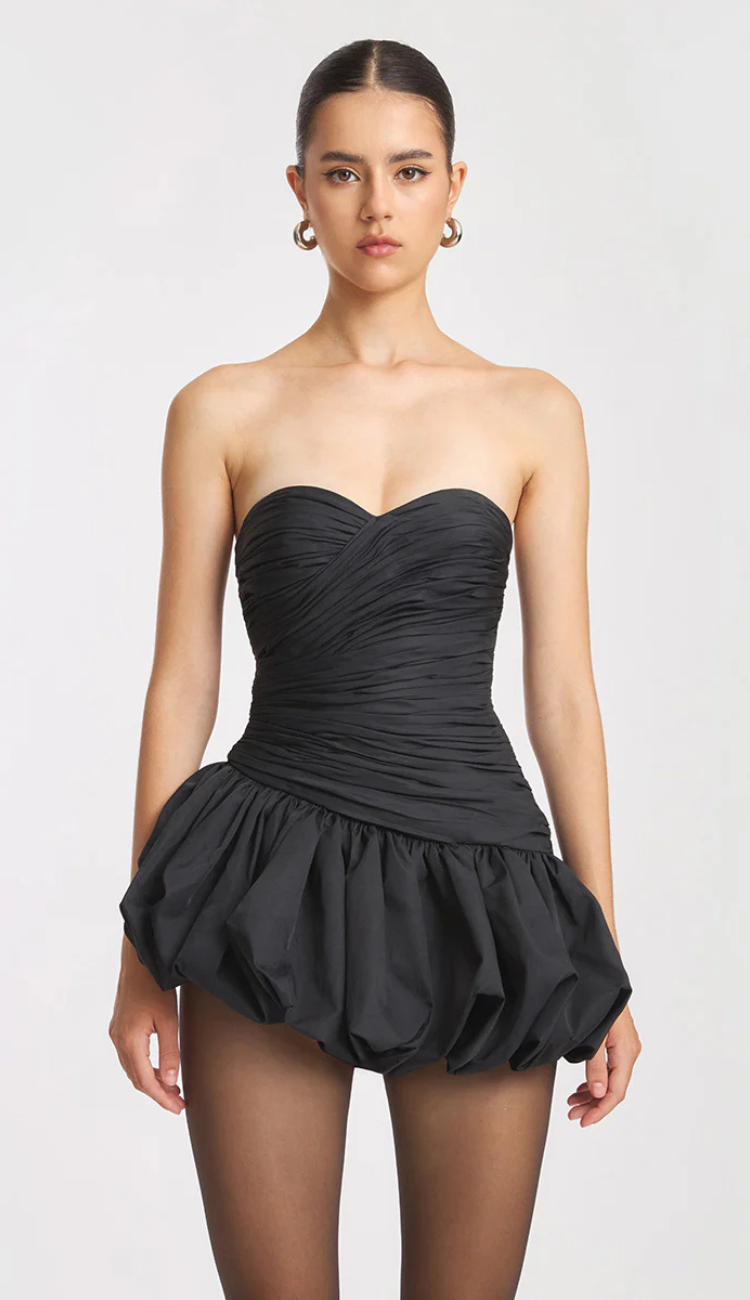 Delara Balloon Black Mini Dress