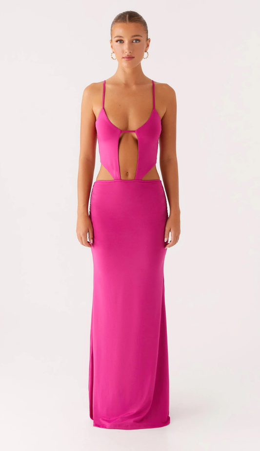 Ericka Cut Out Magenta Maxi Dress