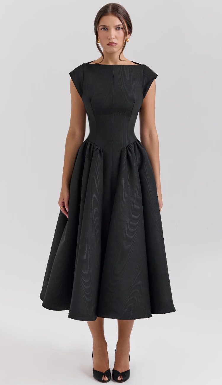 Lucienne Black Backless Midi Dress