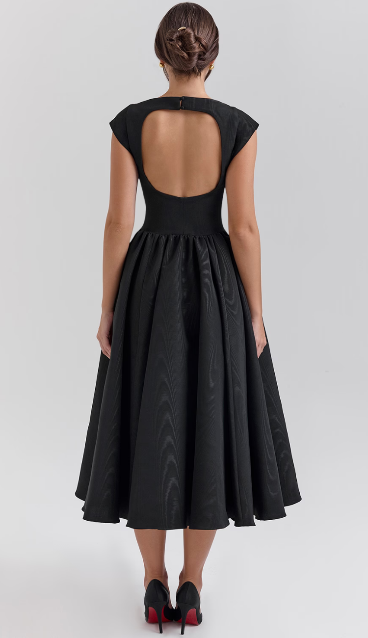 Lucienne Black Backless Midi Dress