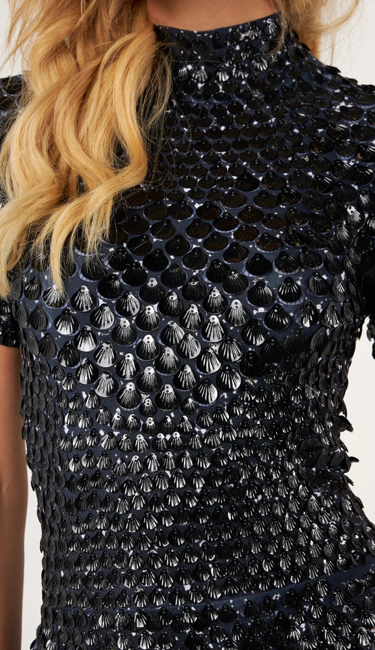 Nova Sequin Black Mini Dress